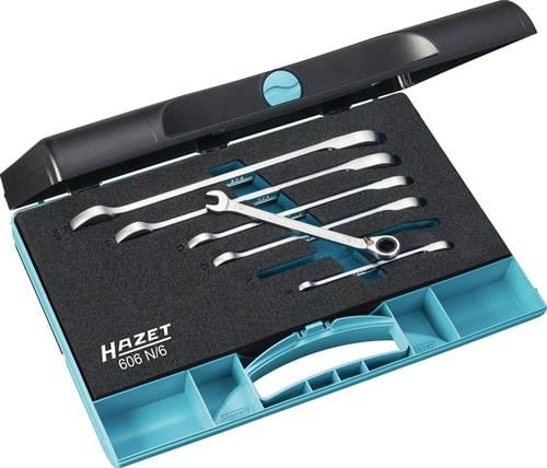 Knarrenringmaulschlüsselsatz 606N/6 6-tlg.SW 8-19mm abgew.HAZET