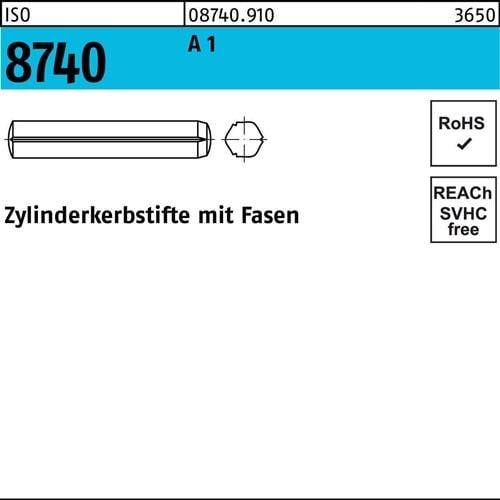 Zylinderkerbstift ISO 8740 Fasen 4x 16 A 1 100 Stück