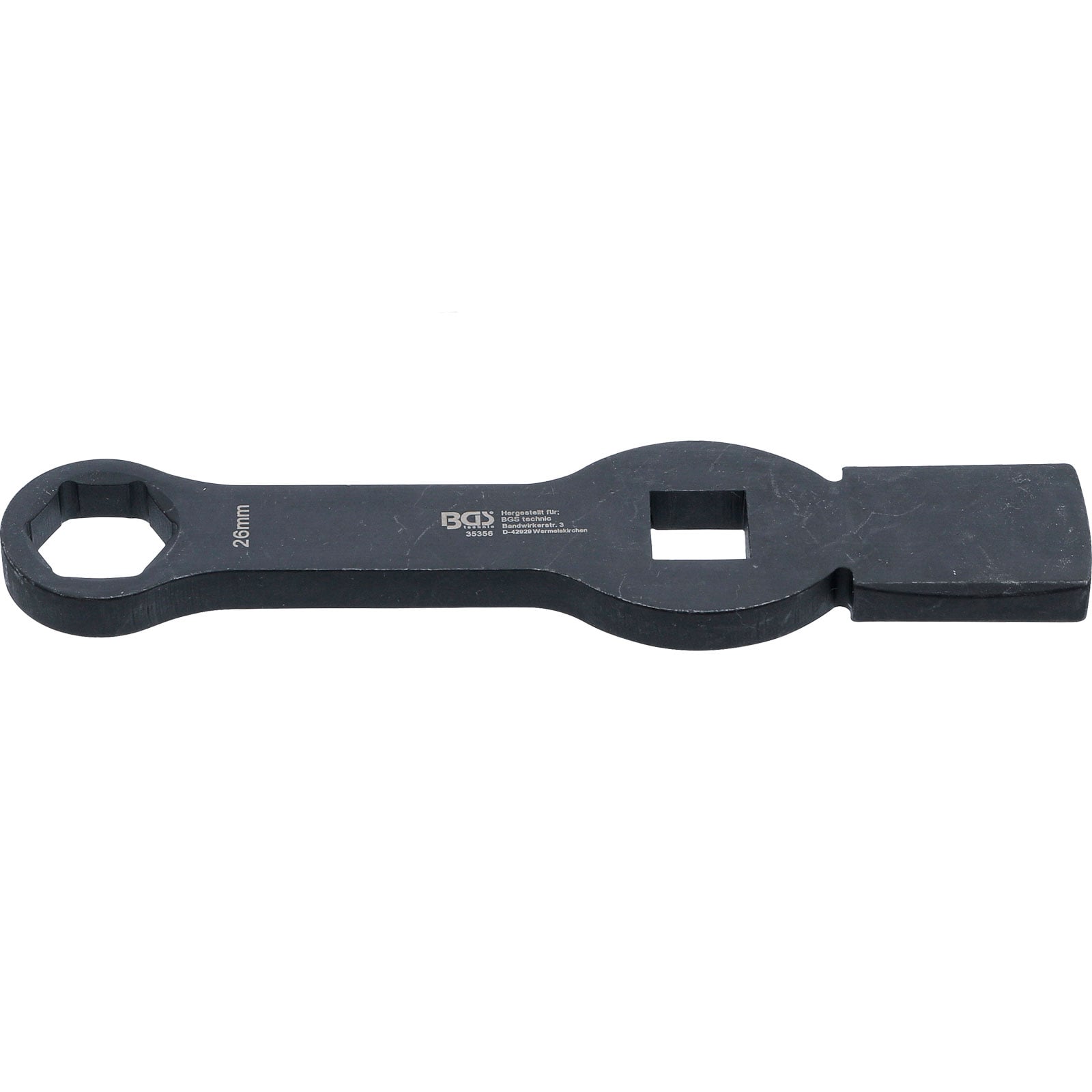 BGS Schlag-Ringschlüssel Sechskant mit 2 Schlagflächen SW 26 mm - 35356