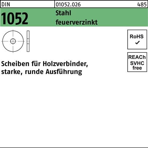 Unterlegscheibe DIN 1052 rund 14x 58x 6 Stahl feuerverz. 50 Stück
