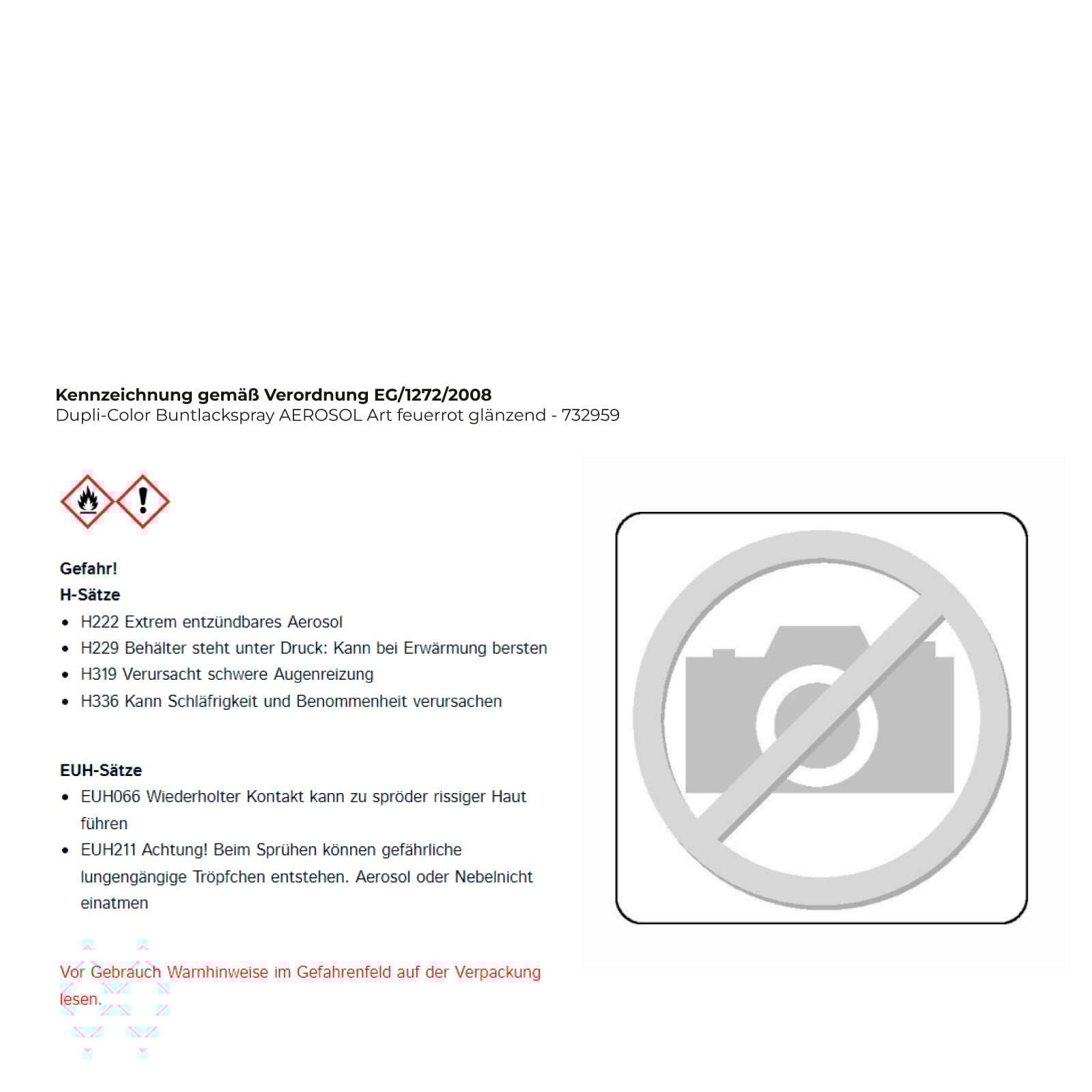 Dupli-Color Buntlackspray AEROSOL Art feuerrot glänzend - 732959