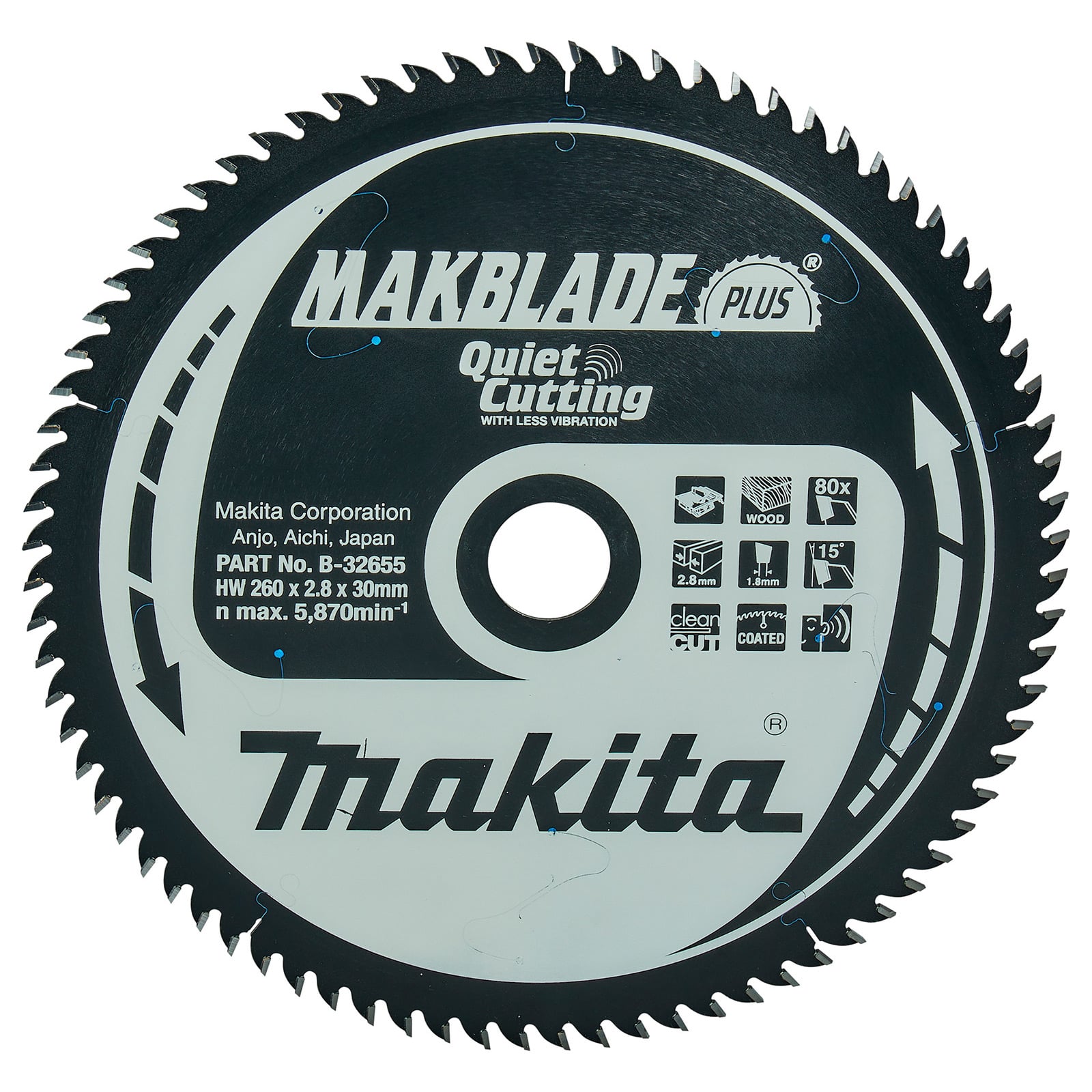 Makita MAKBLADE+ Sägeblatt 260x30x80Z - B-32655