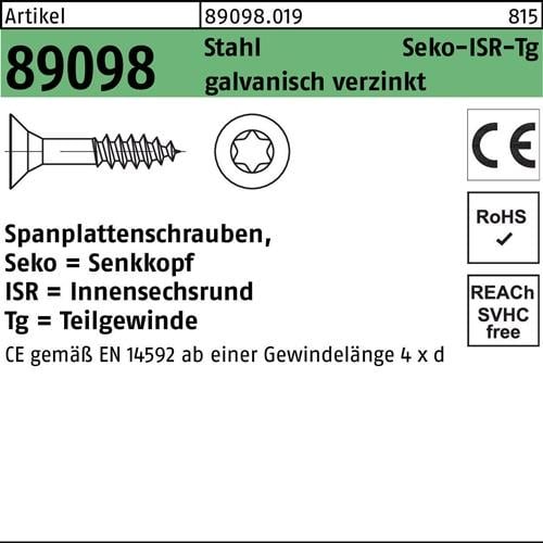 Spanplattenschraube R 89098 SEKO ISR TG 3x30/18-T10 Stahl galv.verz. 1000St.
