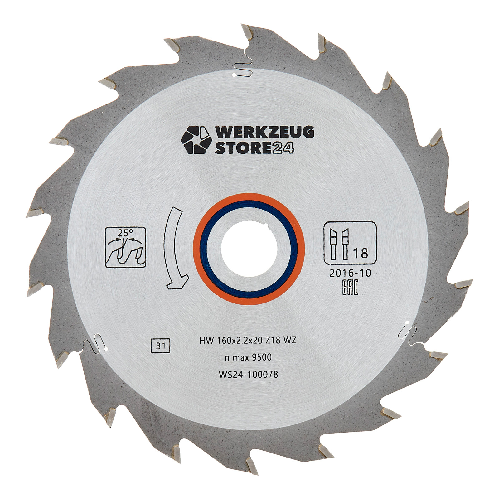 WS24 HM Kreissägeblatt Holz 160 x 2,2 x 20  WZ 18 - WS24-100078