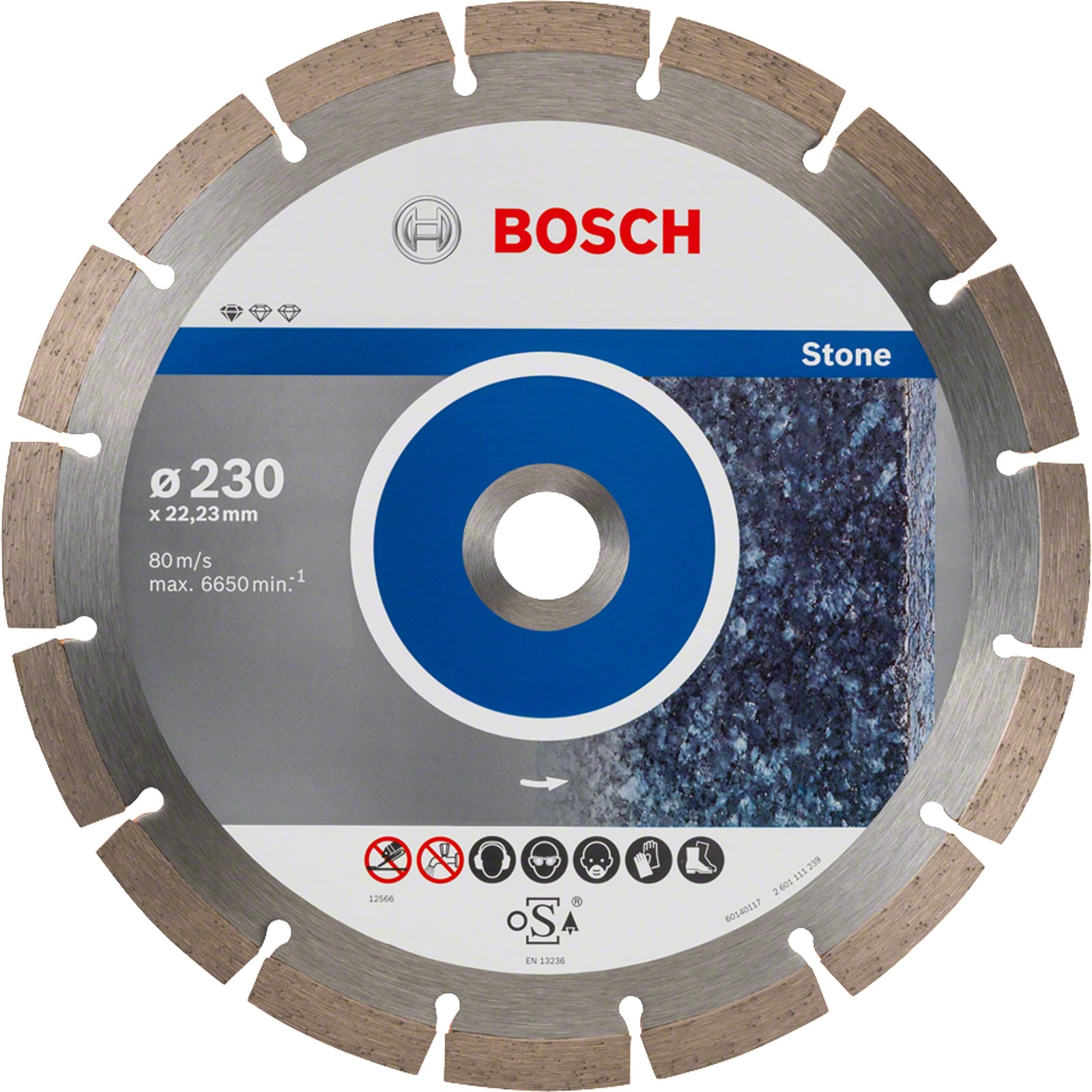 Bosch 10x Diamanttrennscheibe Standard for Stone, 230 x 22,23 x 2,3 x 10 mm - 2608603238