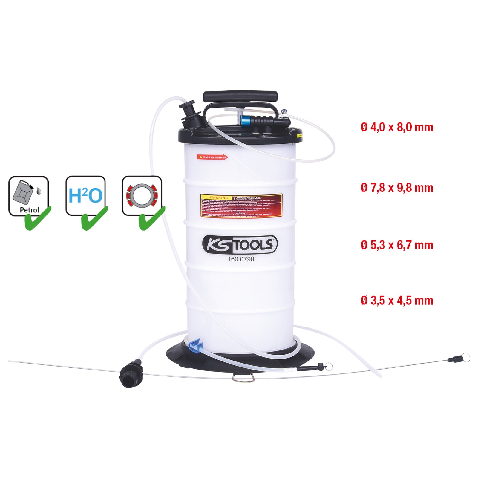 KS TOOLS Vakuum-Absaugpumpe 9,5 l inklusive 4 Sonden - 160.0790