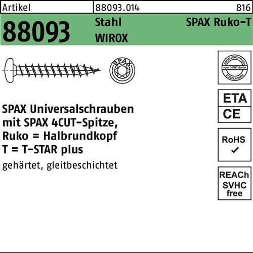 Schraube R 88093 Ruko Spitze/T-STAR 5x70/60-T20 Sta galv.verz. WIROX 200St. SPAX