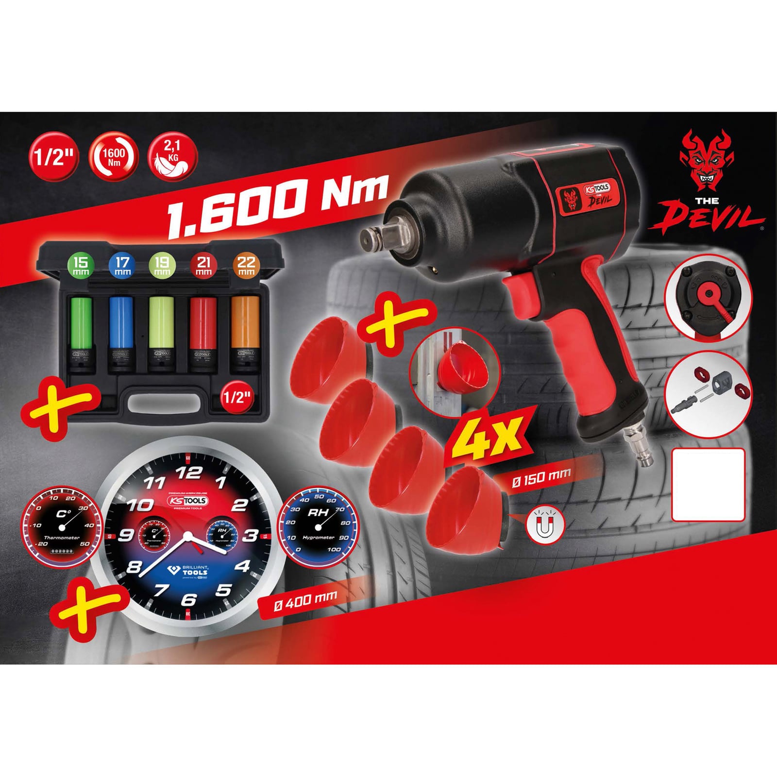 KS TOOLS Reifen-/Räder Aktionspaket The Devil 11tlg. - 515.1205