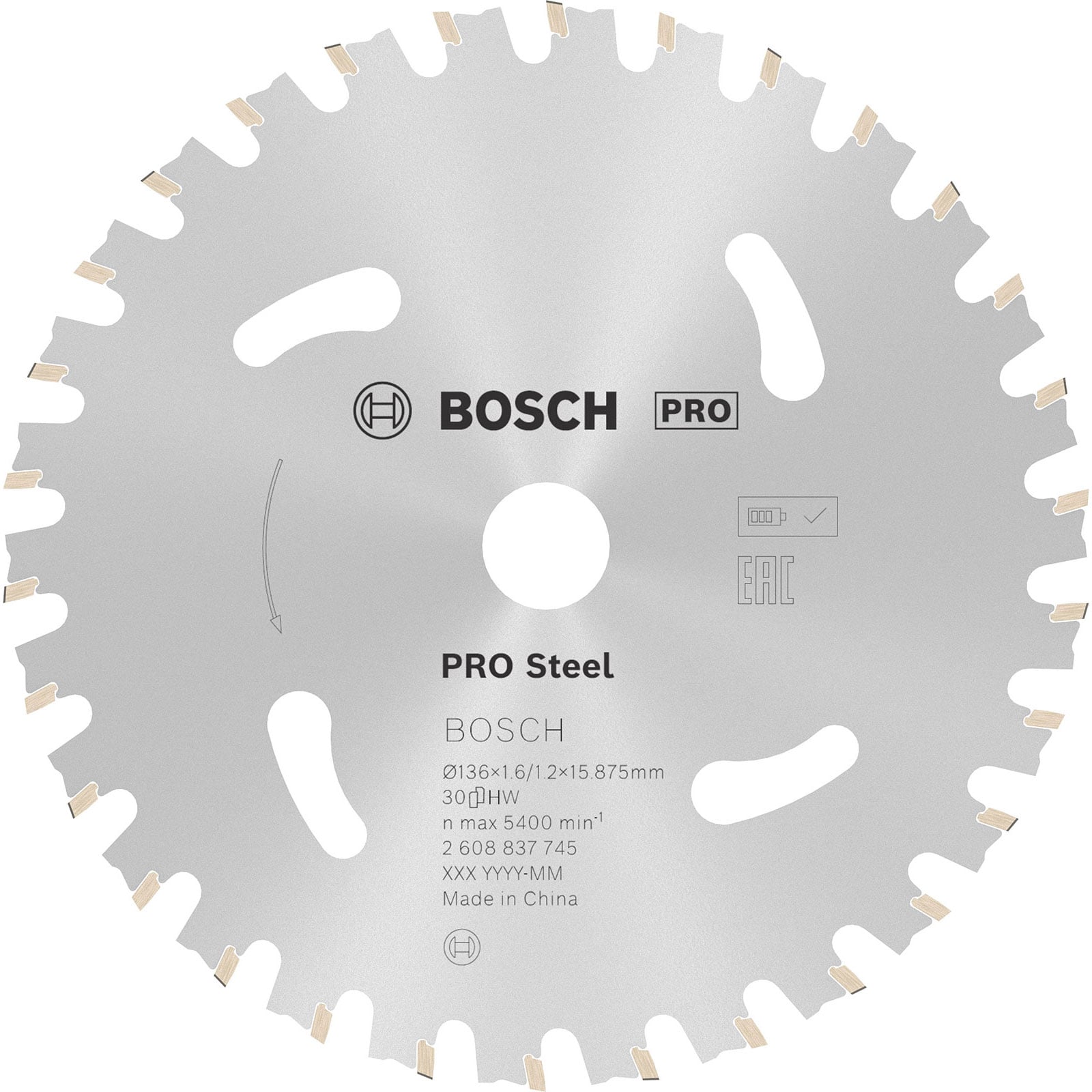 Bosch PRO Steel cordless Blatt für Kreissägen 136 x 1,6 x 15,875 mm - 2608837745