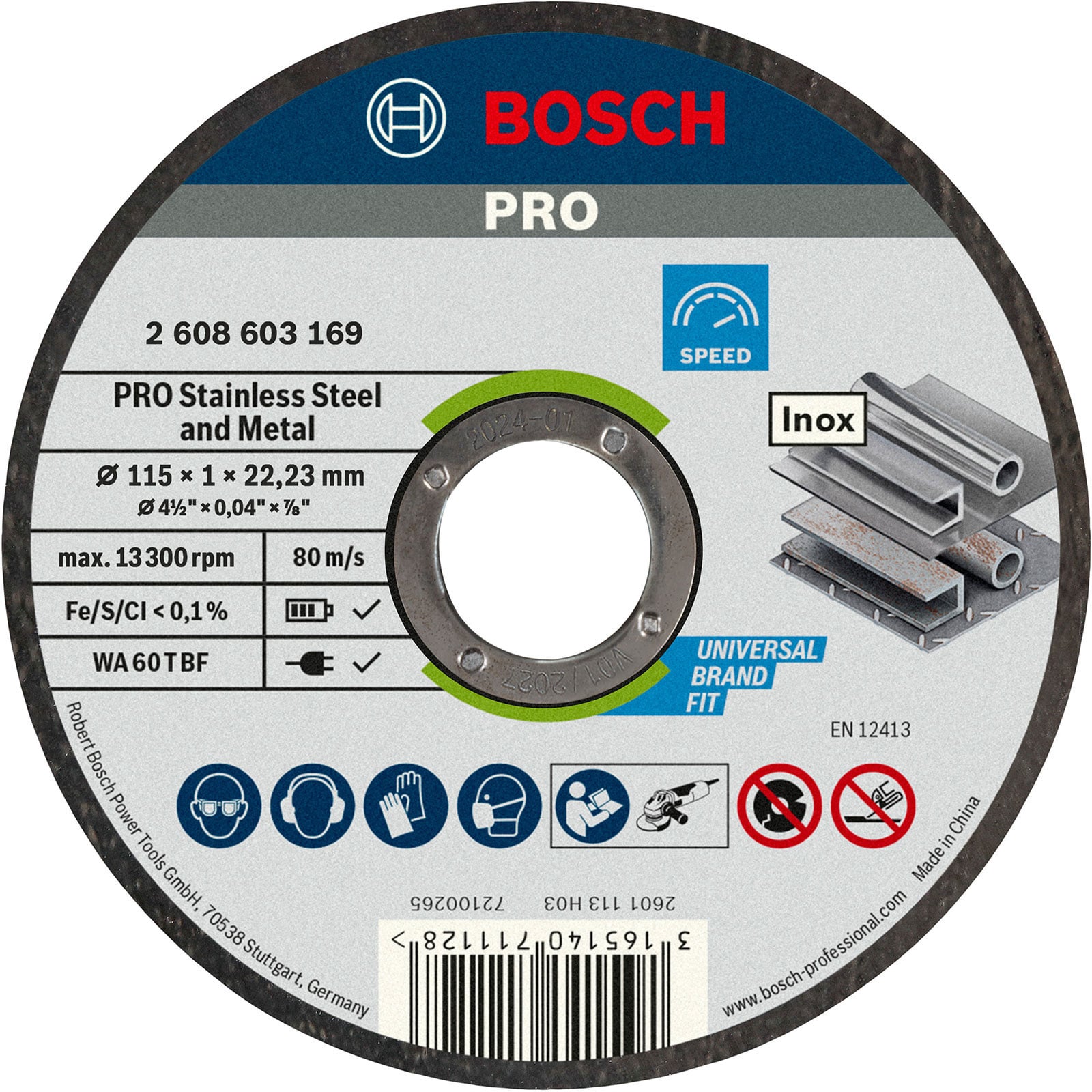 Bosch PRO Stainless Steel and Metal Trennscheibe 115 x 1 x 22,23 mm - 2608603169