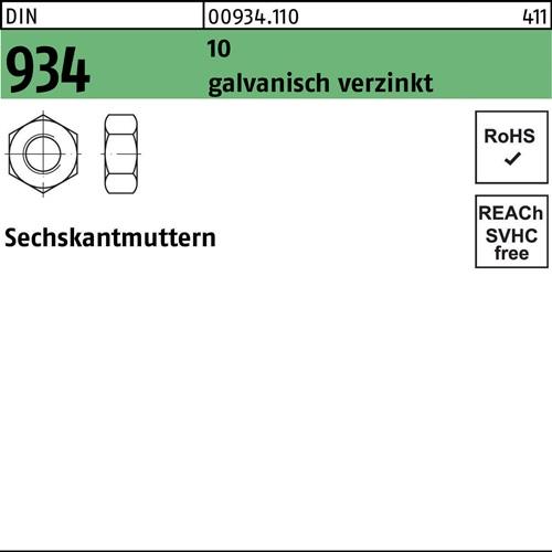 Sechskantmutter DIN 934 M39 10 galv.verz. 1 Stück