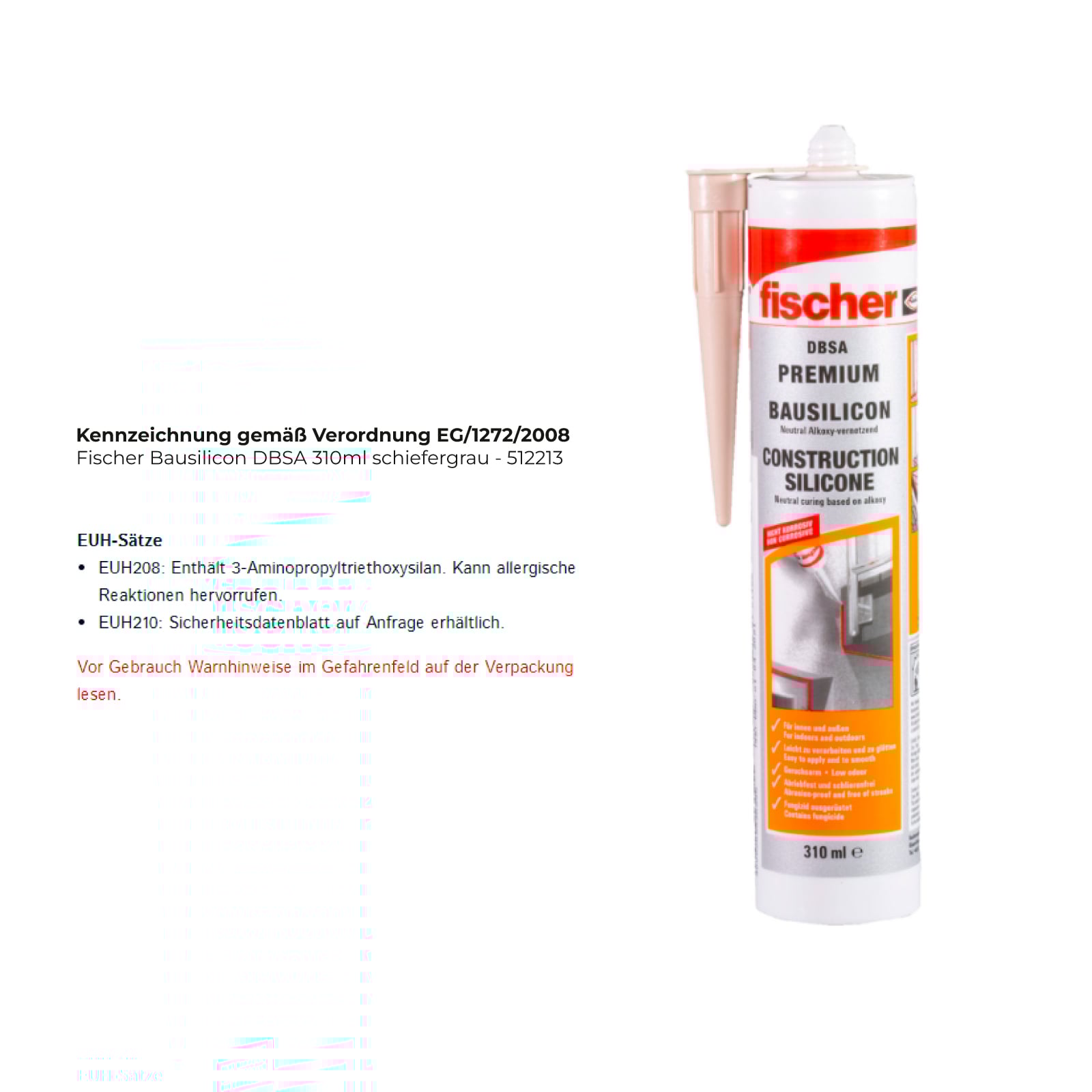 Fischer Bausilicon DBSA 310ml schiefergrau - 512213