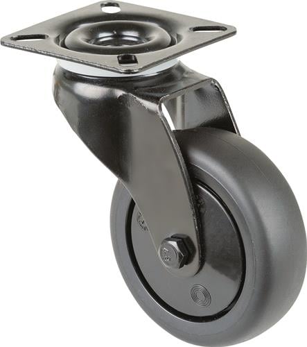 Lenkrolle D.75mm Trgf.75kg m.Platte Kugell.Gum.schwarz BS ROLLEN