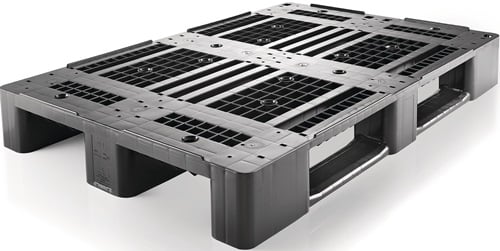 CRAEMER Kunststoffpalette L1200xB800xH150mm 3Kufen durchbrochen m.Rand HD-PE - 83360201