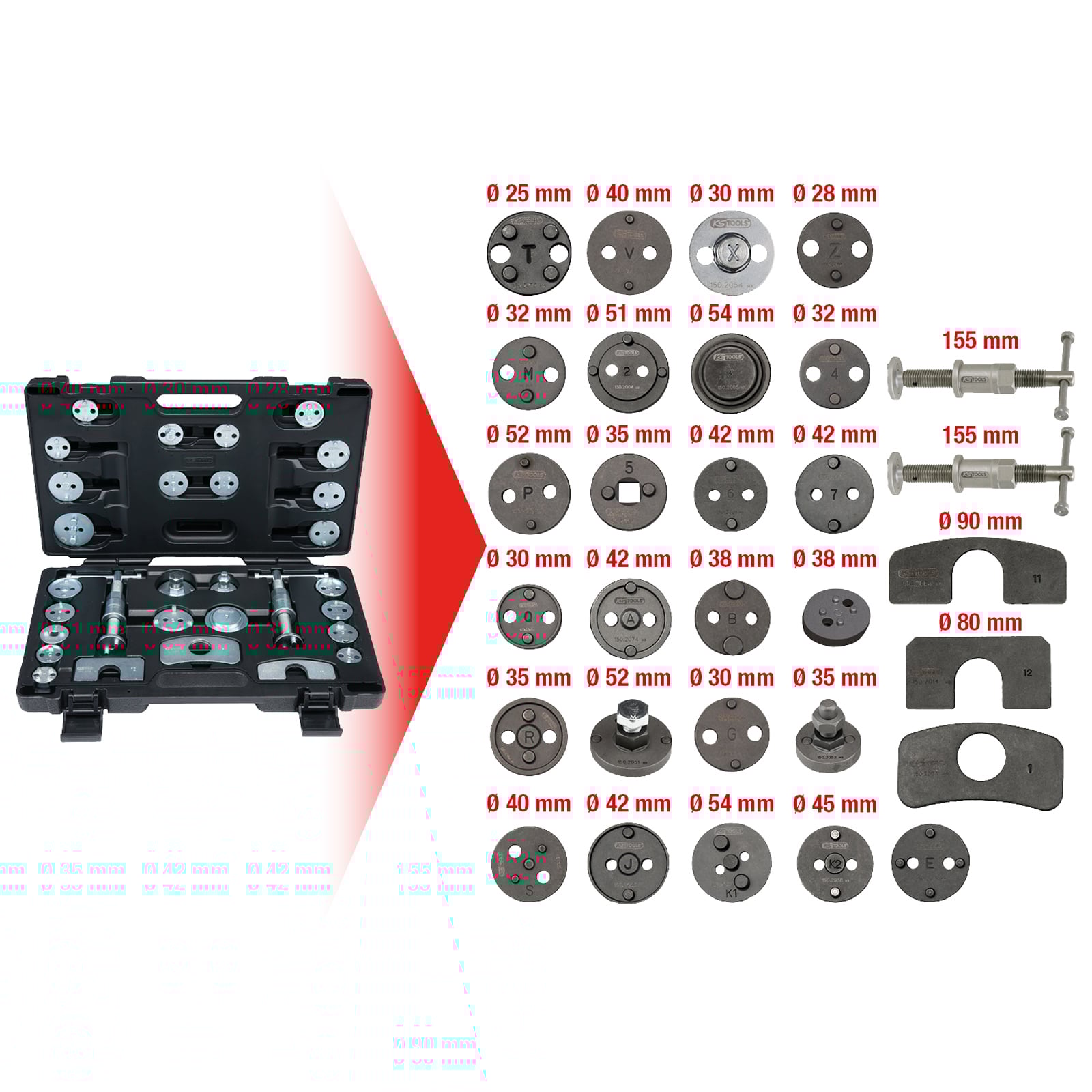 KS TOOLS Bremskolben-Rückstell-Werkzeug-Satz 30tlg. - 150.2030