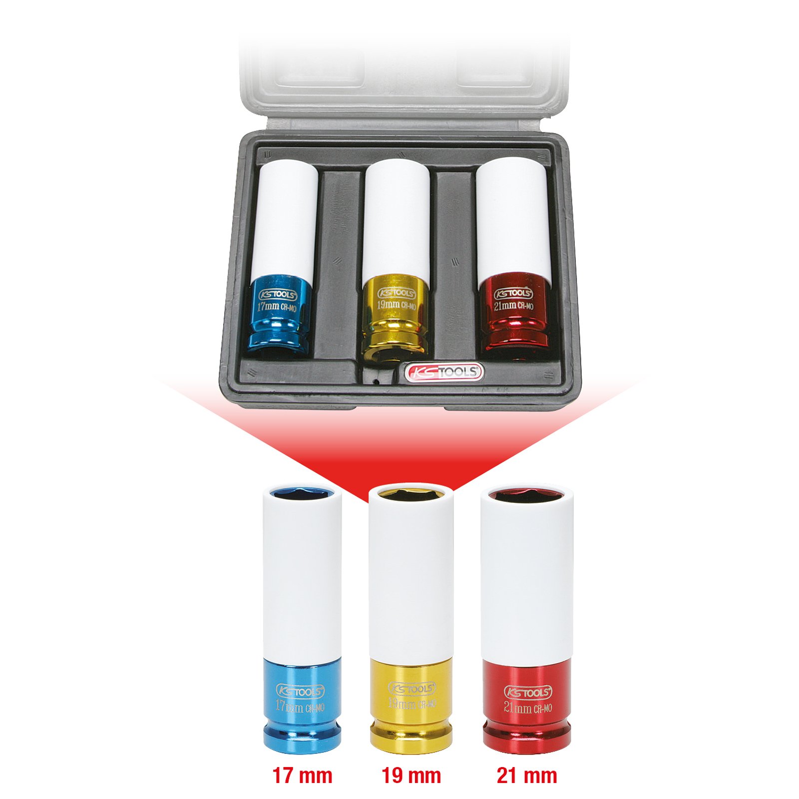KS TOOLS 1/2" Alu-Felgen Kraft-Stecknuss-Satz 3tlg. - 515.1005 KS TOOLS 1/2" Alu-Felgen Kraft-Stecknuss-Satz 3tlg. - 515.1005