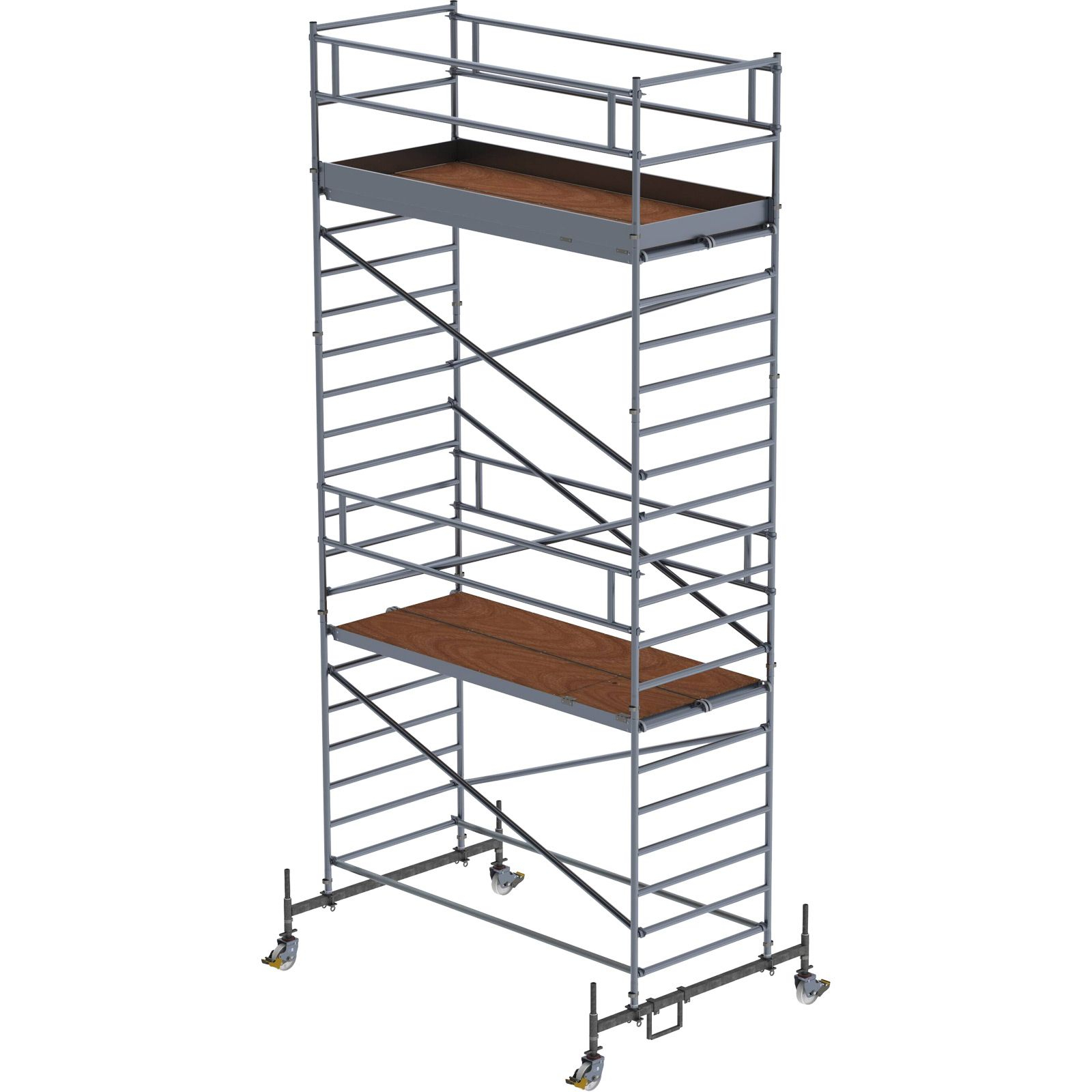 Günzburger Steigtechnik Rollgerüst 1,35 x 3 m mit Fahrbalken und Doppel-Plattform