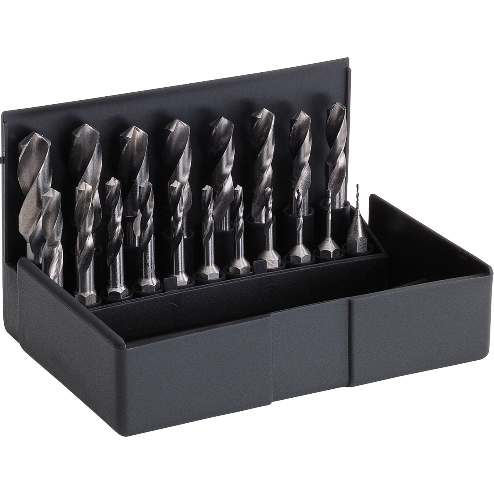 VÖLKEL 19tlg. Spiralbohrer-Bit-Satz HSS-G 1 – 10 mm mit 1/4" Sechskantschaft  - 67100