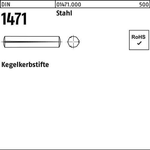 Kegelkerbstift DIN 1471 8x 36 Stahl 100 Stück