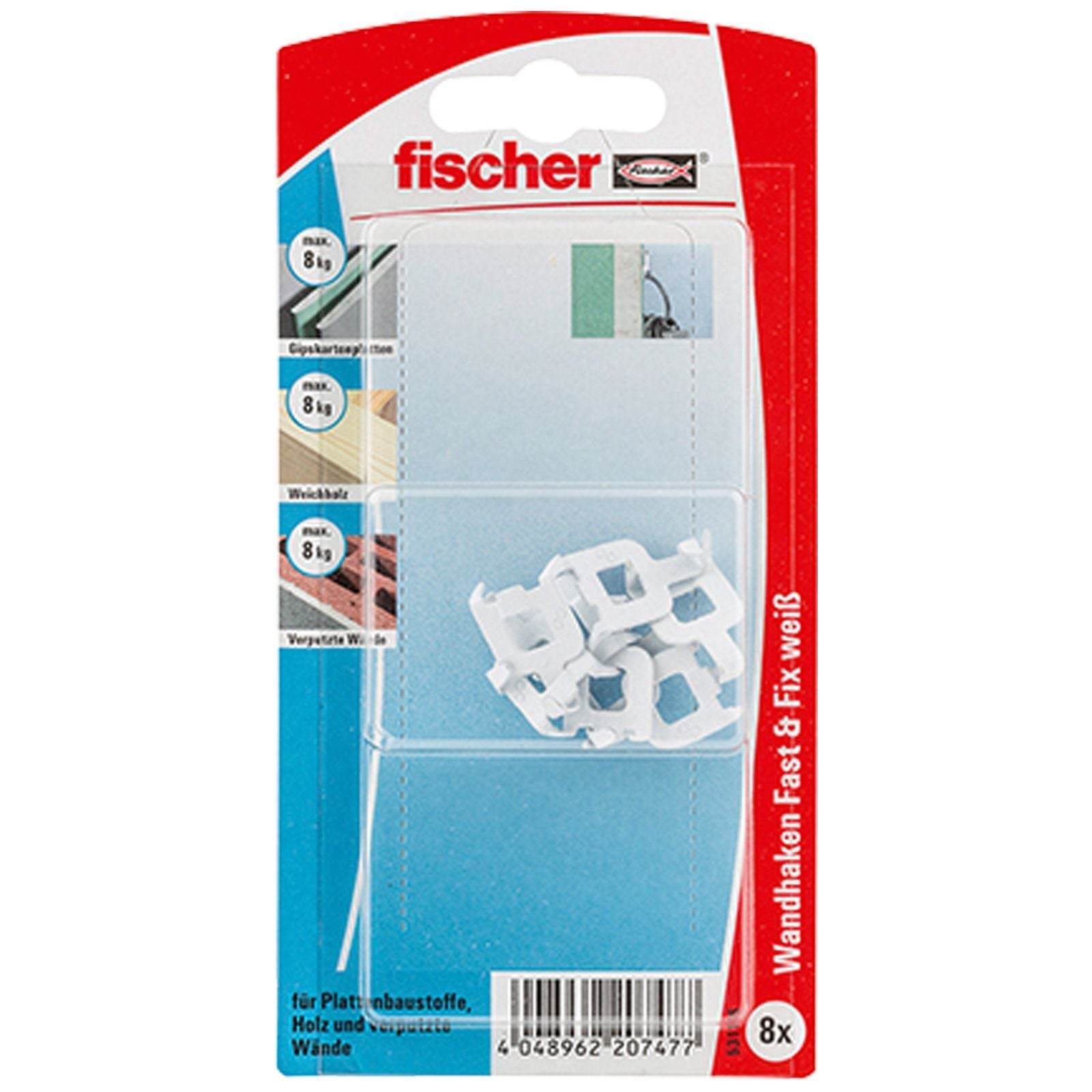 Fischer 8x Fast & Fix weiß - 531116
