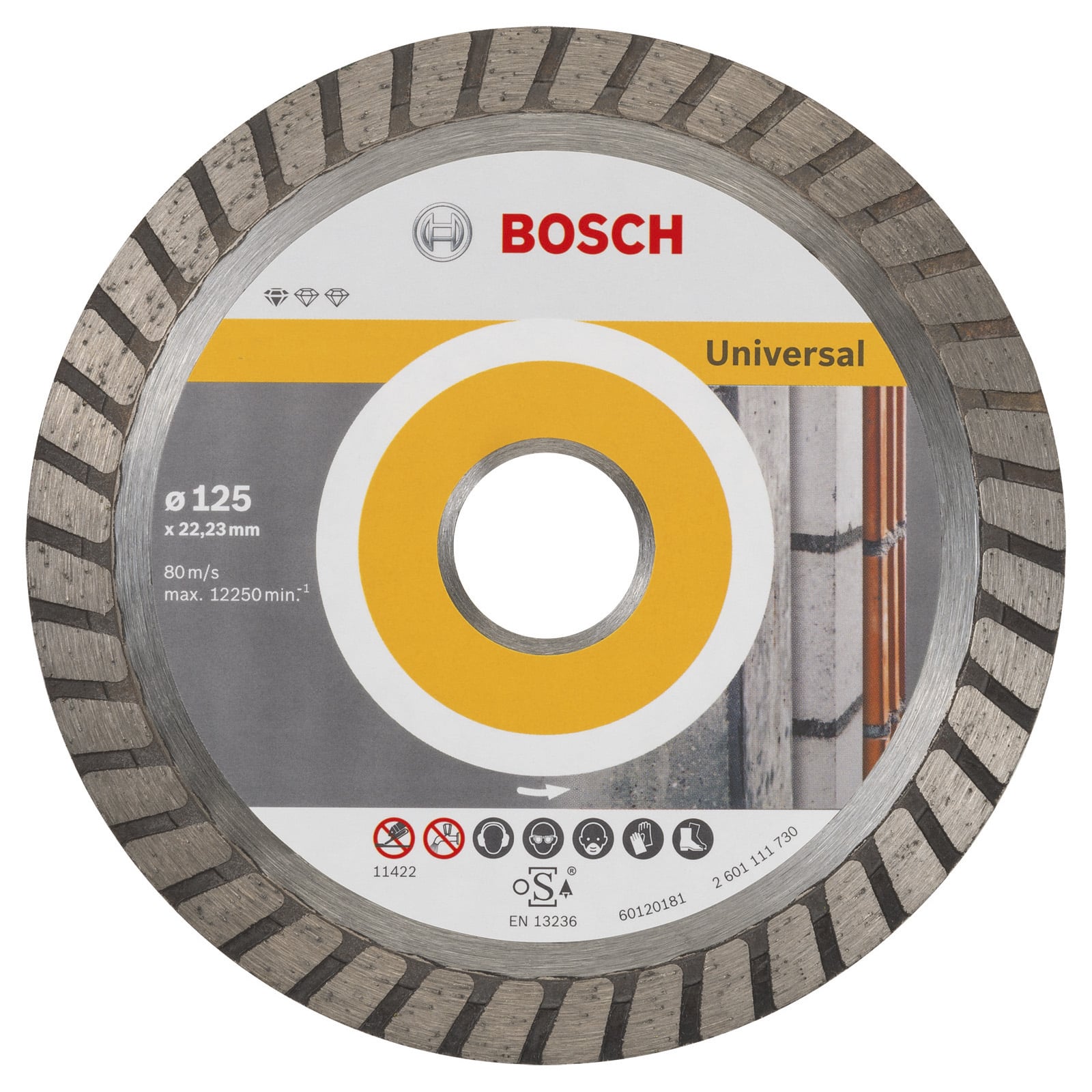 Bosch 10x Diamanttrennscheibe Standard for Universal Turbo, 125x22,23x2x10 mm - 2608603250