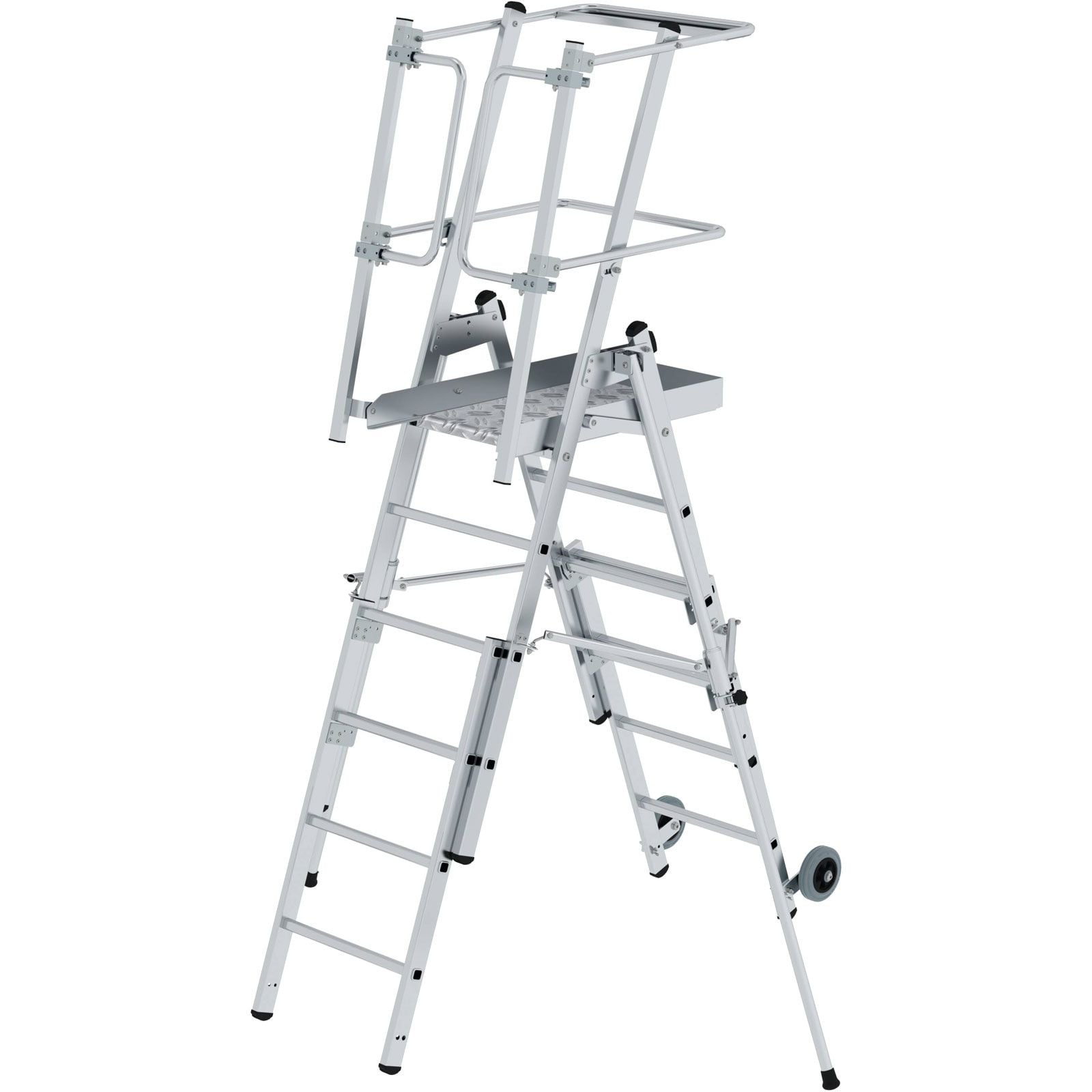 Günzburger Steigtechnik Plattformleiter FlexxStep mit Teleskopaufsatz