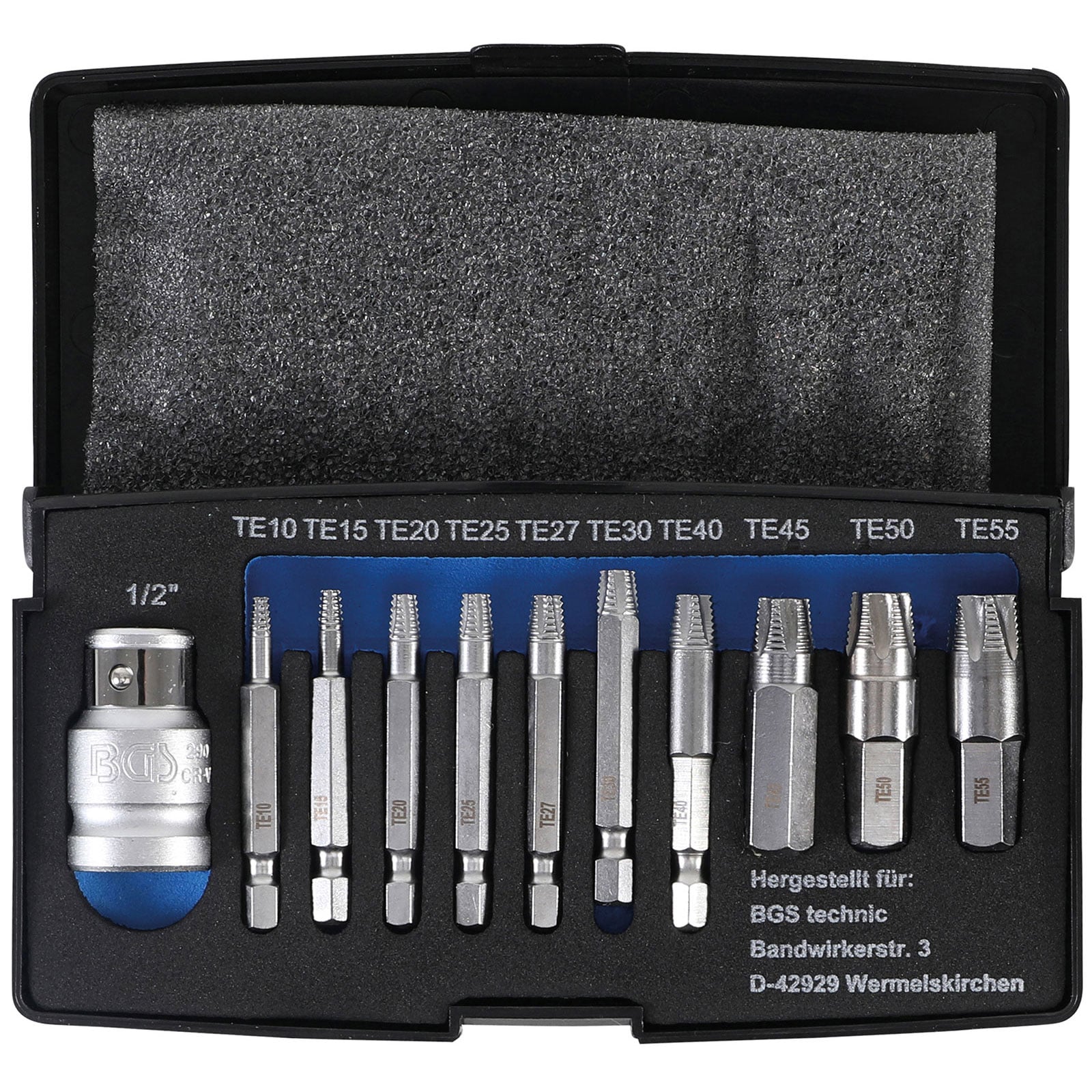 BGS Schraubenausdreher-Satz für defektes T-Profil (für Torx) T10 - T55 11tlg. - 9170