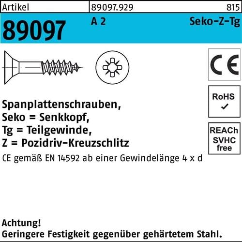 Spanplattenschraube R 89097 SEKO PZ TG 4,5x 50-Z A 2 500 Stück