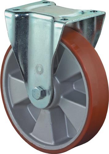 BS Rollen Schwerlast-Bockrolle mit Anschraubplatte Guss-Polyurethan Kugellager 200 mm 800 kg - L610.B90.200