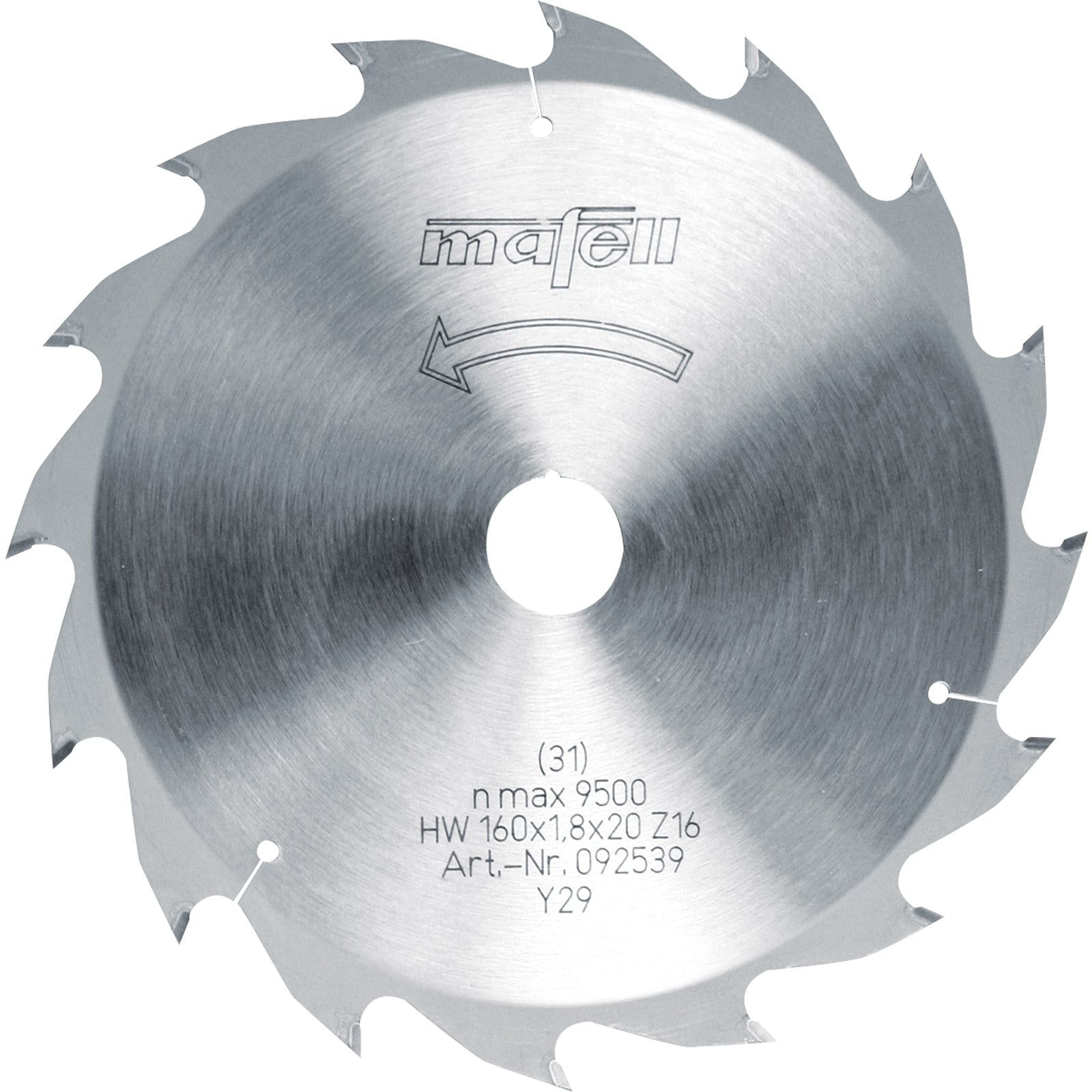 mafell Sägeblatt-HM 160 x 1,2/1,8 x 20 mm, Z 16, WZ, für Längsschnitte in Holz  - 092539
