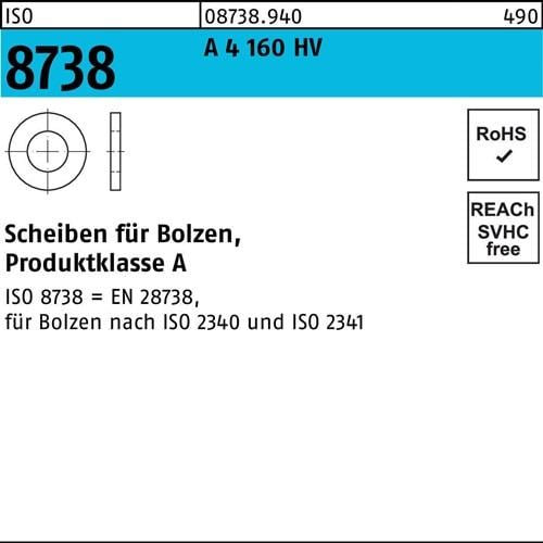 Unterlegscheibe ISO 8738 f.Bolzen 40 A 4 160 HV 10 Stück