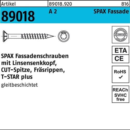 Fassadenschraube R 89018 LISEKO T-STAR 4,5x 70/42-T A 2 100 Stück SPAX