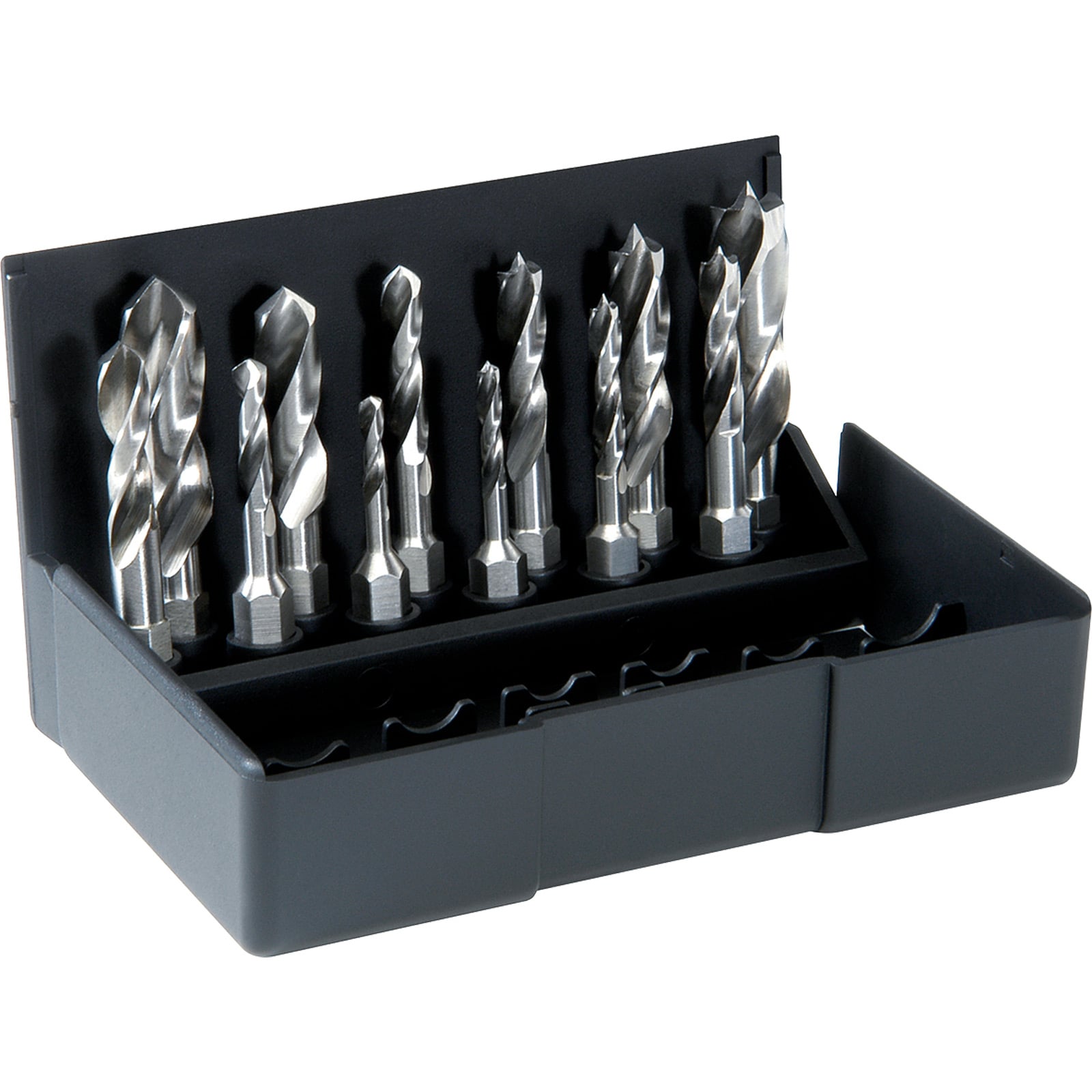 VÖLKEL 12tlg. Spiralbohrer-Bit-Satz Holz- und Metall-Spiralbohrer mit 1/4" Sechskantschaft - 67101