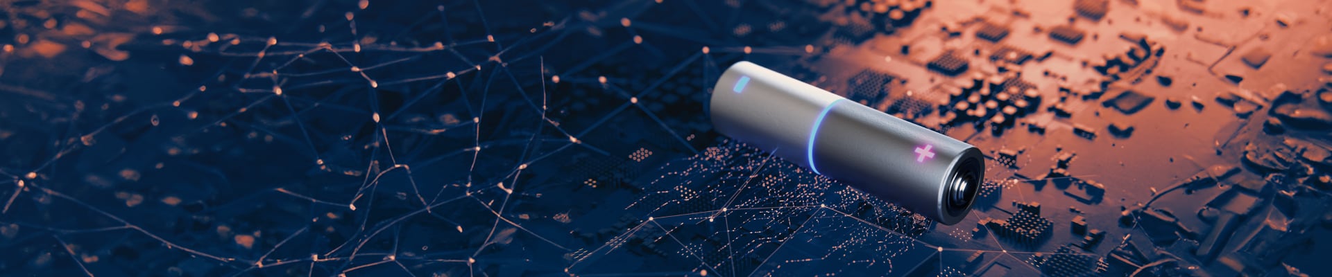 Moderne Technologie und digitale Vernetzung mit Batterie und Schaltkreisen