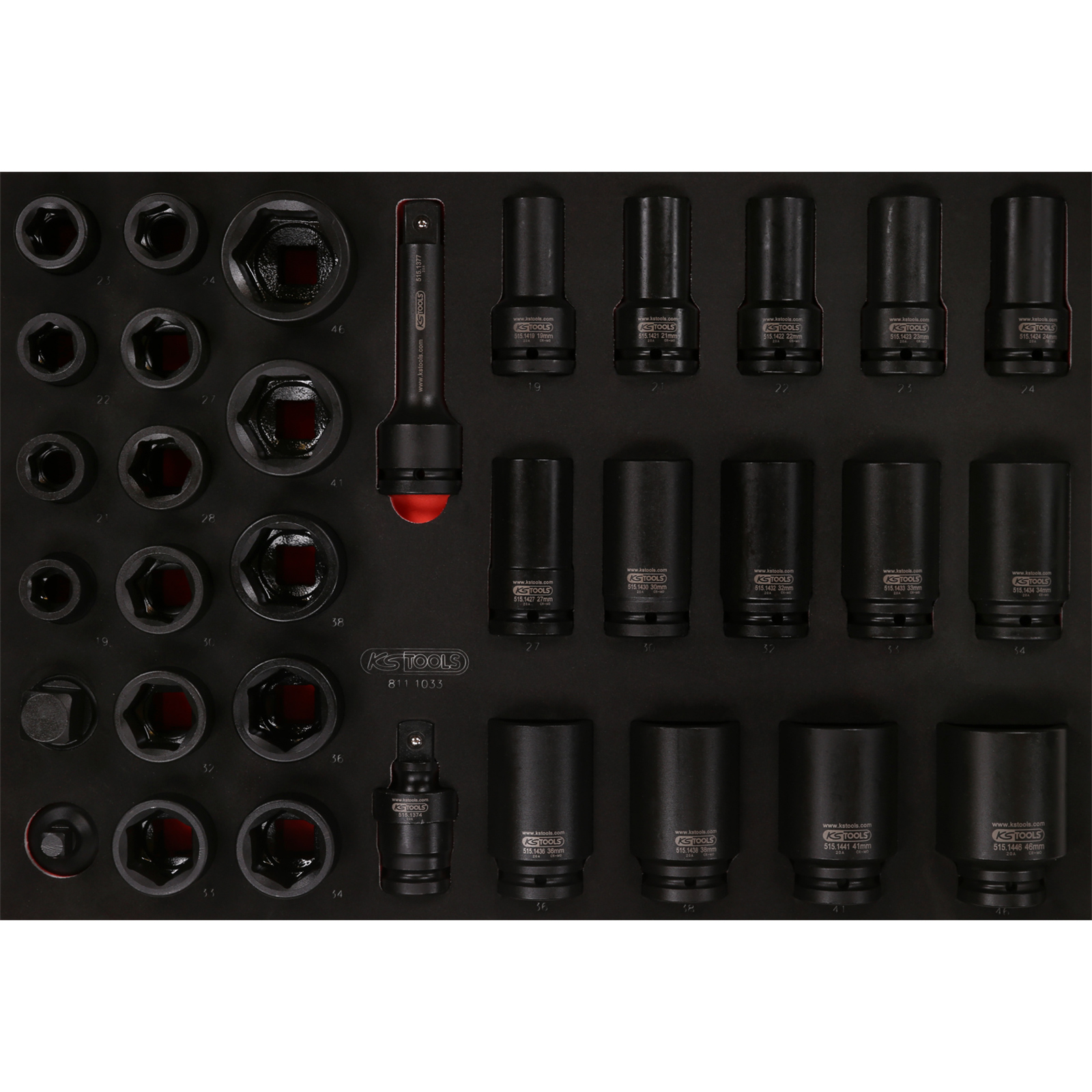 KS TOOLS 3/4" Kraft-Stecknuss-Satz in Schaumstoffeinlage 33tlg. - 811.1033