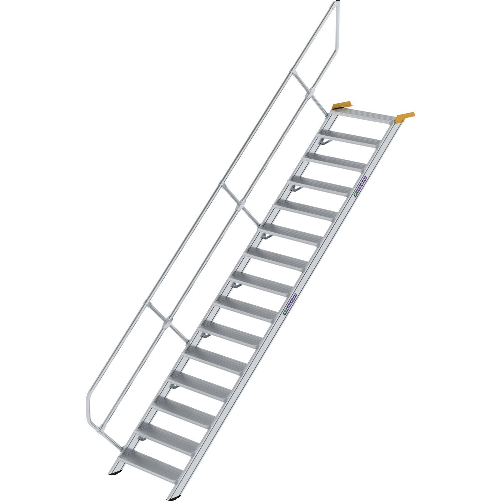 Günzburger Steigtechnik Treppe 45° Stufenbreite 800 mm 15 Stufen Aluminium geriffelt - 600275