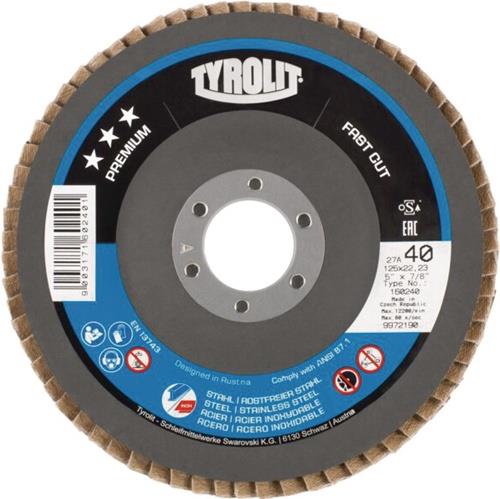 Fächerscheibe PREMIUM FASTCUT D.125mm K.40 gekr.Stahl,VA ZA-ZK