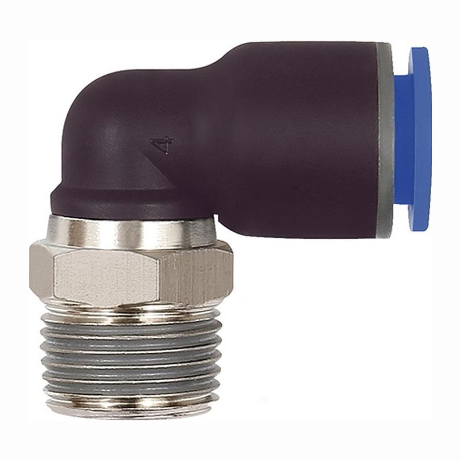 Riegler L-Steckverschraubung Blaue Serie AG R 1/8″ SW 10 mm m. Gewindebesch. drehb. kon. 4 mm - 109280