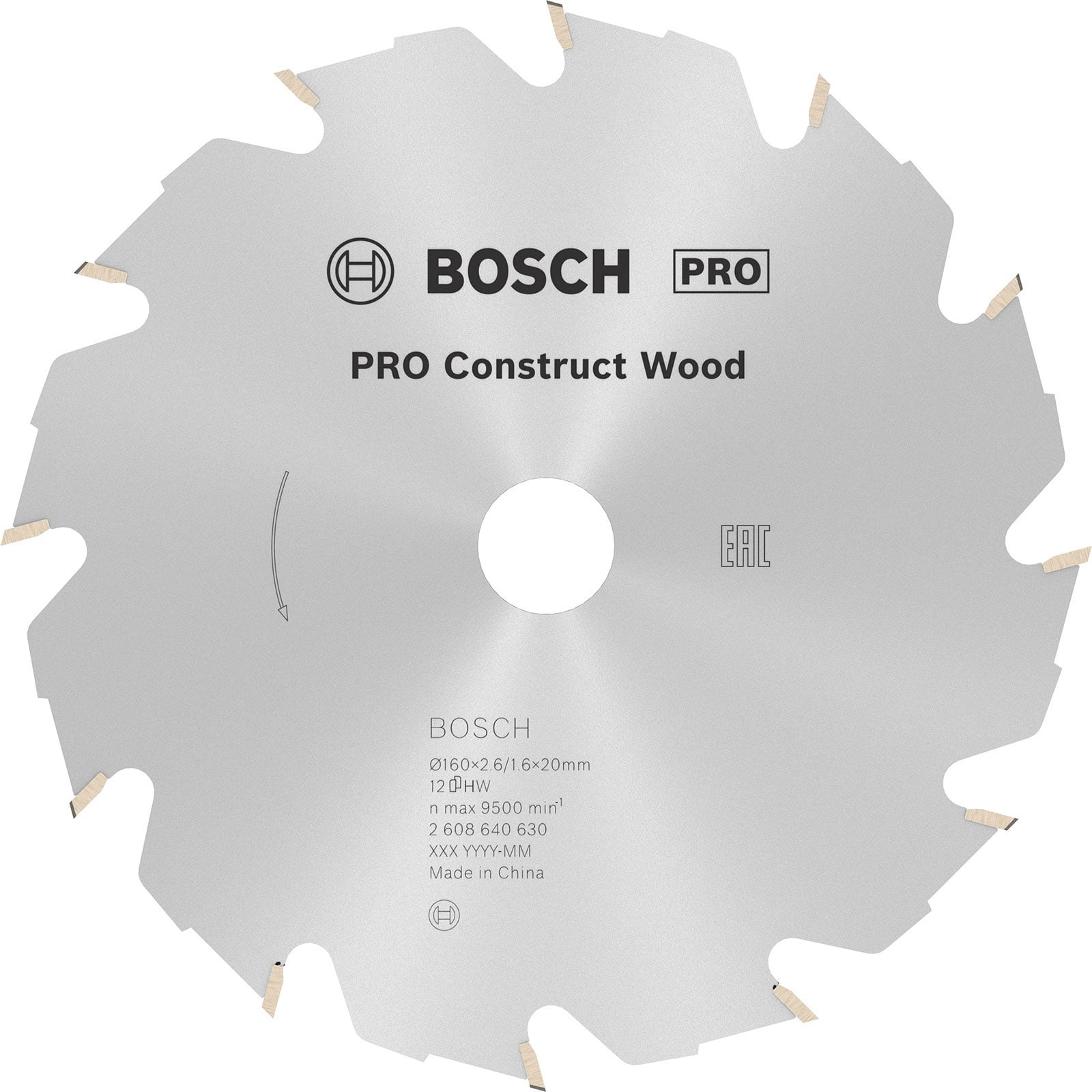 Bosch PRO Construct Wood Kreissägeblatt 160 x 2,6 x 20 mm - 2608640630