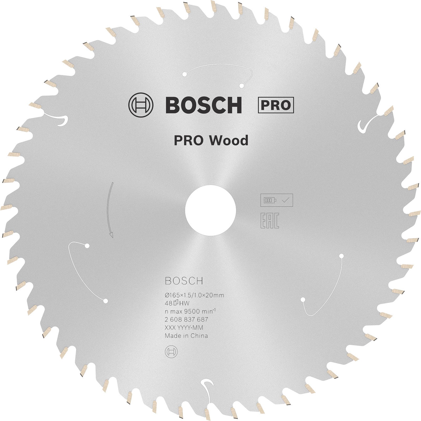 Bosch PRO Wood cordless Blatt für Kreissägen 165 x 1,5 x 20 mm - 2608837687