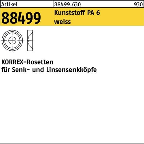 Rosette R 88499 KORREX 808 - M8x6,0 Polyamid 6 weiß 100 Stück DUBO