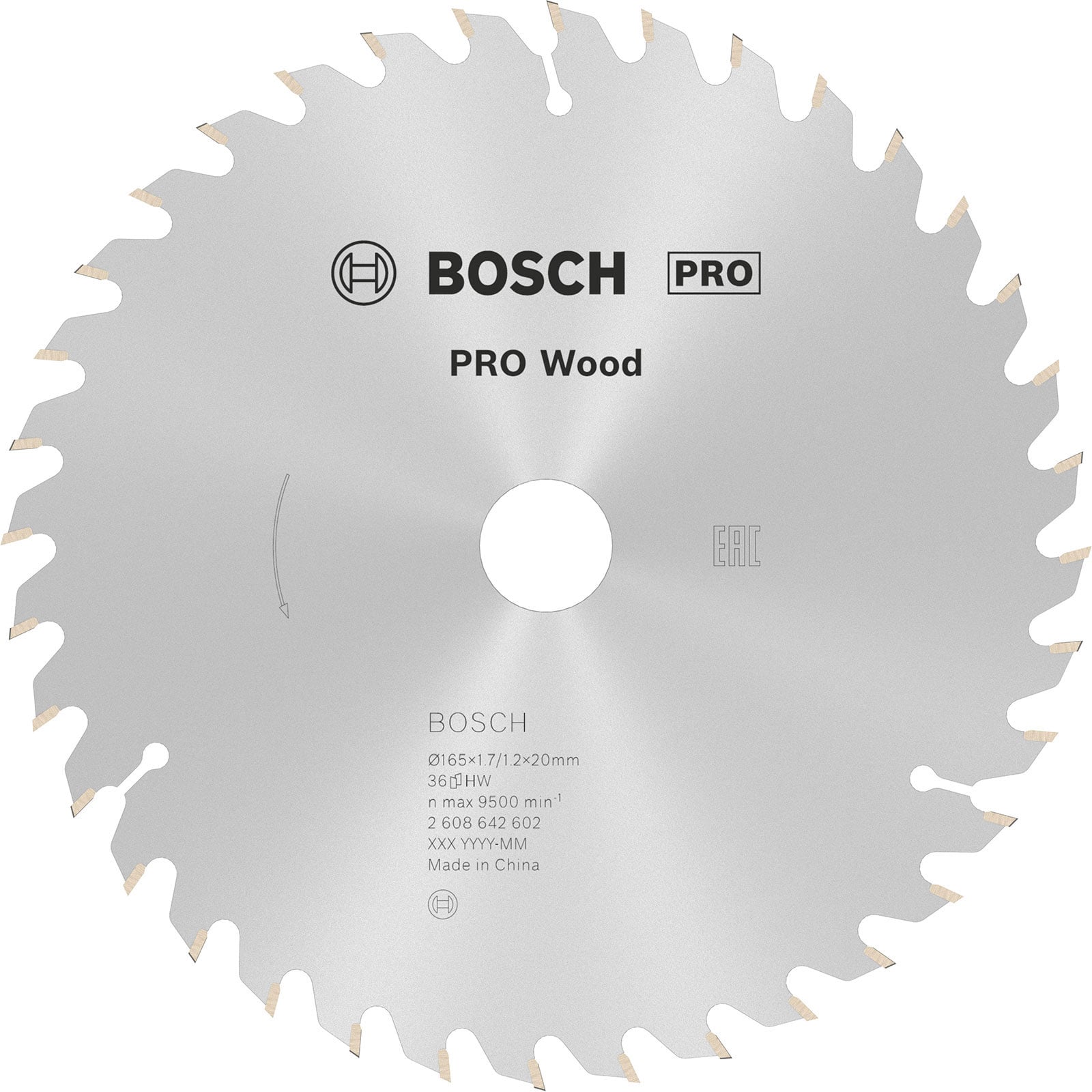 Bosch PRO Wood Kreissägeblatt 165 x 1,7 x 20 mm - 2608642602