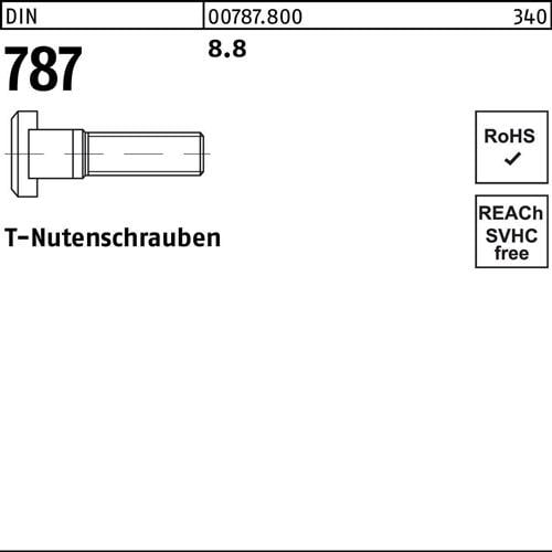 T-Nutenschraube DIN 787 8 M8x 40 8.8 25 Stück