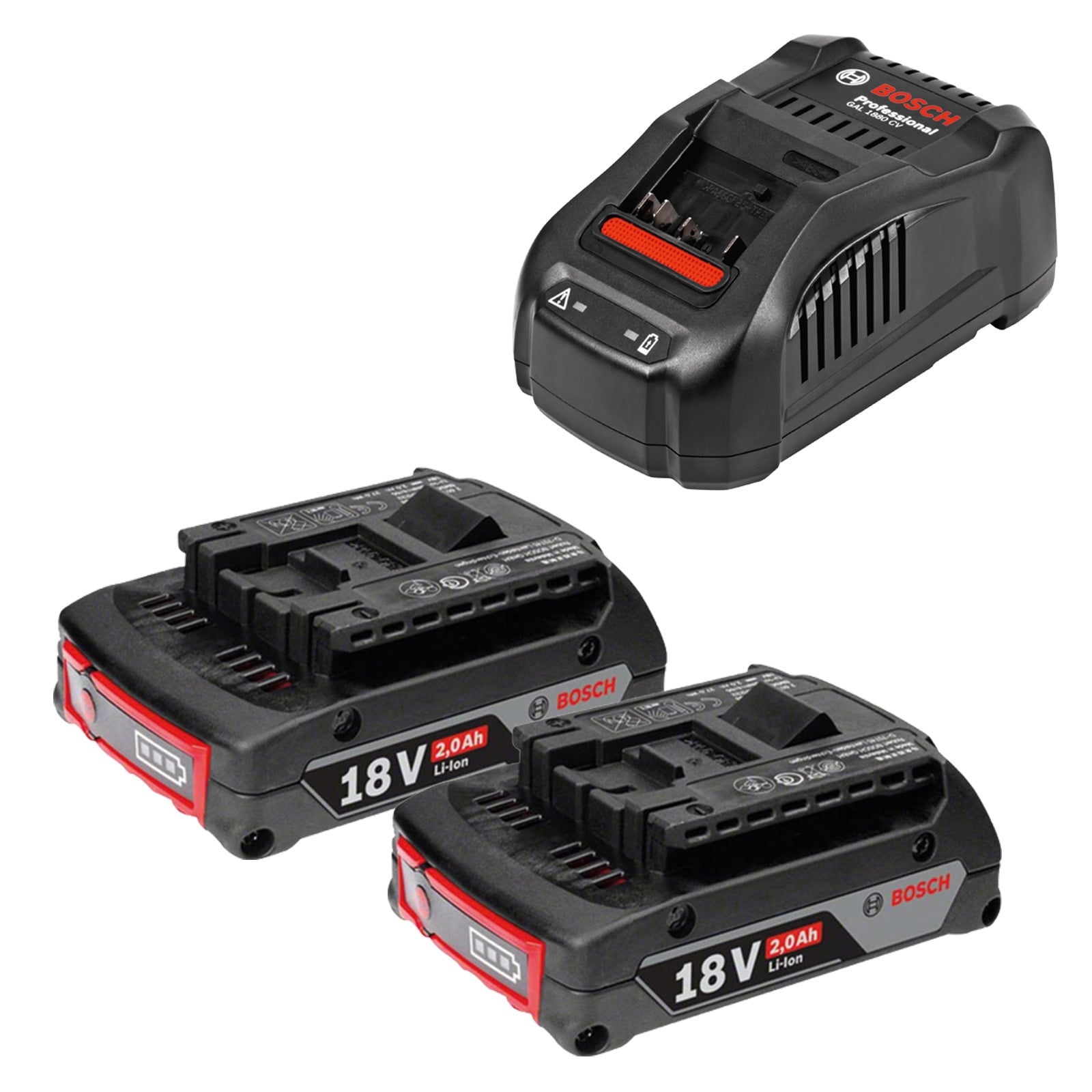 Bosch Starter-Set 18 V / 2x 2,0 Ah Akku + Ladegerät GAL 1880