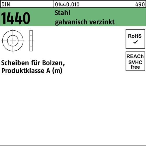 Scheibe DIN 1440 f.Bolzen 45x 62x 7 Stahl galv.verz. 50 Stück