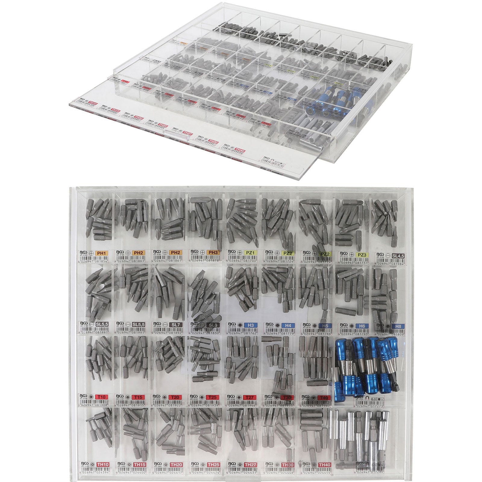 BGS Bit- und Bithalter-Satz Verkaufsdisplay Antrieb Außensechskant 6,3 mm (1/4") 340tlg. - 9328