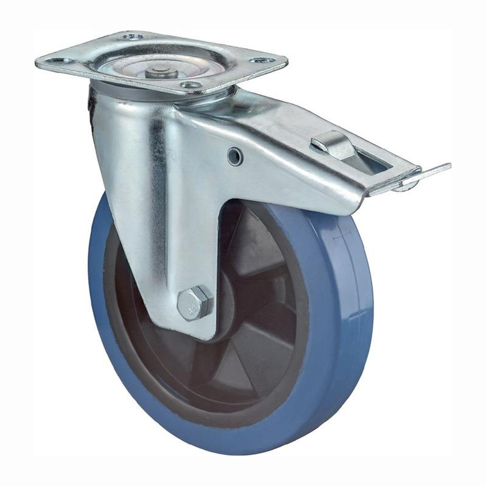 BS Rollen Lenkrolle mit Feststeller und Anschraubplatte Elastik-Vollgummi Rollenlager 100 mm 140 kg - L520.B61.101