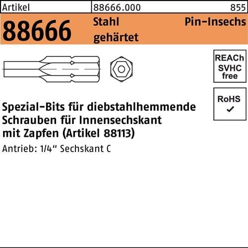 Bit R 88666 Innen-6kt Zapfen SW6 /M10 Stahl gehärtet 1 Stück