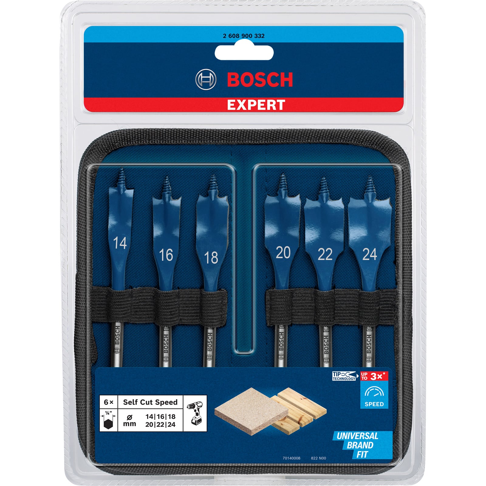 Bosch Expert SelfCut Speed Flachfräsbohrer-Set 14/16/18/20/22/24 mm 6tlg. - 2608900332