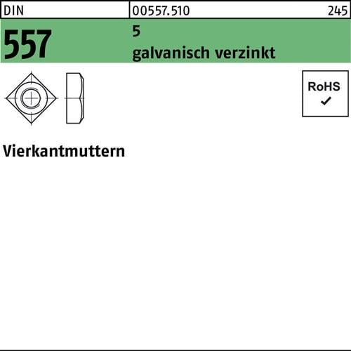 Vierkantmutter DIN 557 M12 SW 19 5 galv.verz. 100 Stück